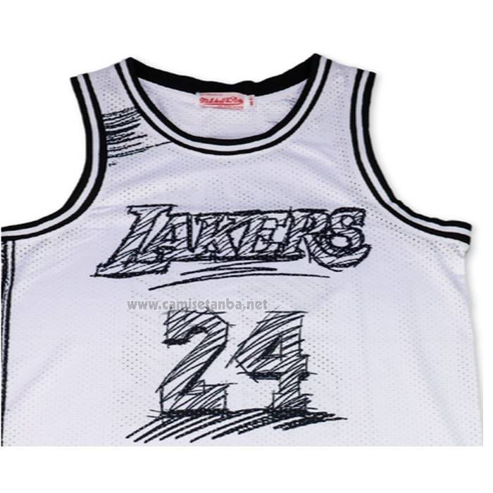 Camiseta Los Angeles Lakers Kobe Bryant NO 24 Mitchell & Ness 2007-08 Blanco